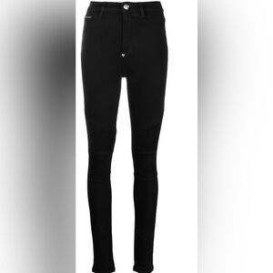 Phillip Plein High Waisted Biker Jeans- black